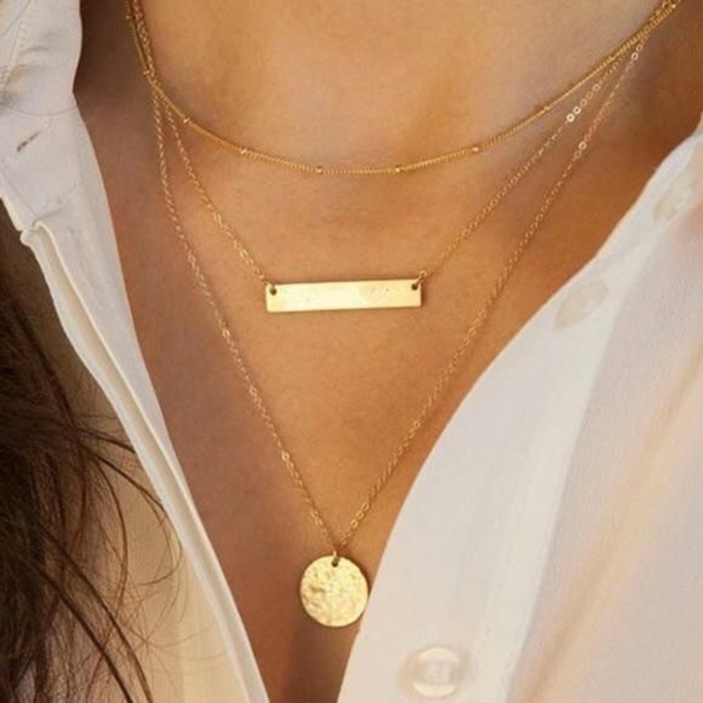 Triple Layer Bar necklace Rose G/G/Silver - Picture 5 of 5